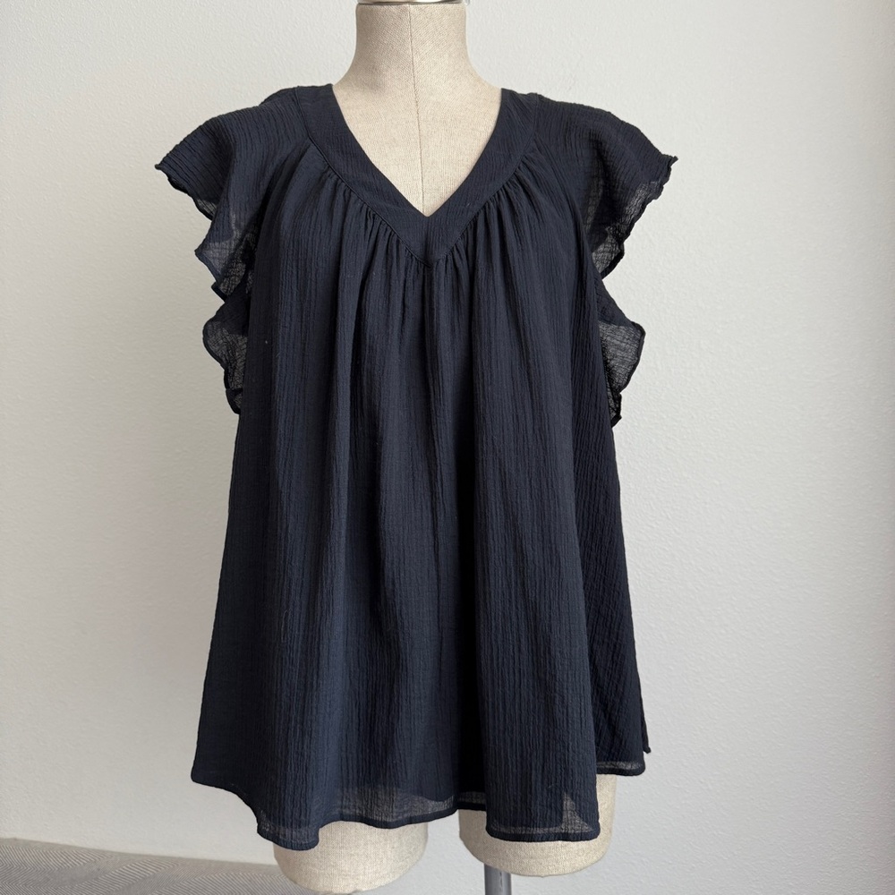 COS Ruffled Cap-Sleeve Blouse